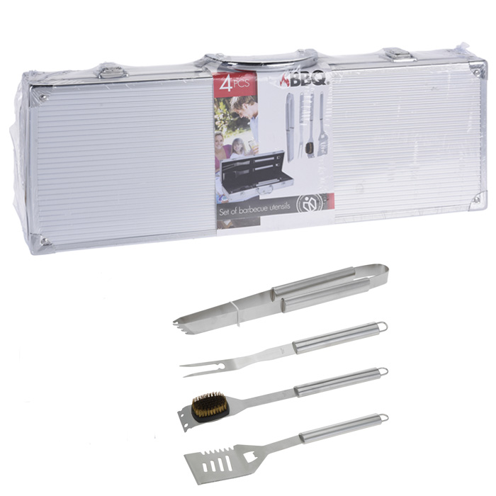 Planeta Huerto 4 Piece BBQ Tool Set gray