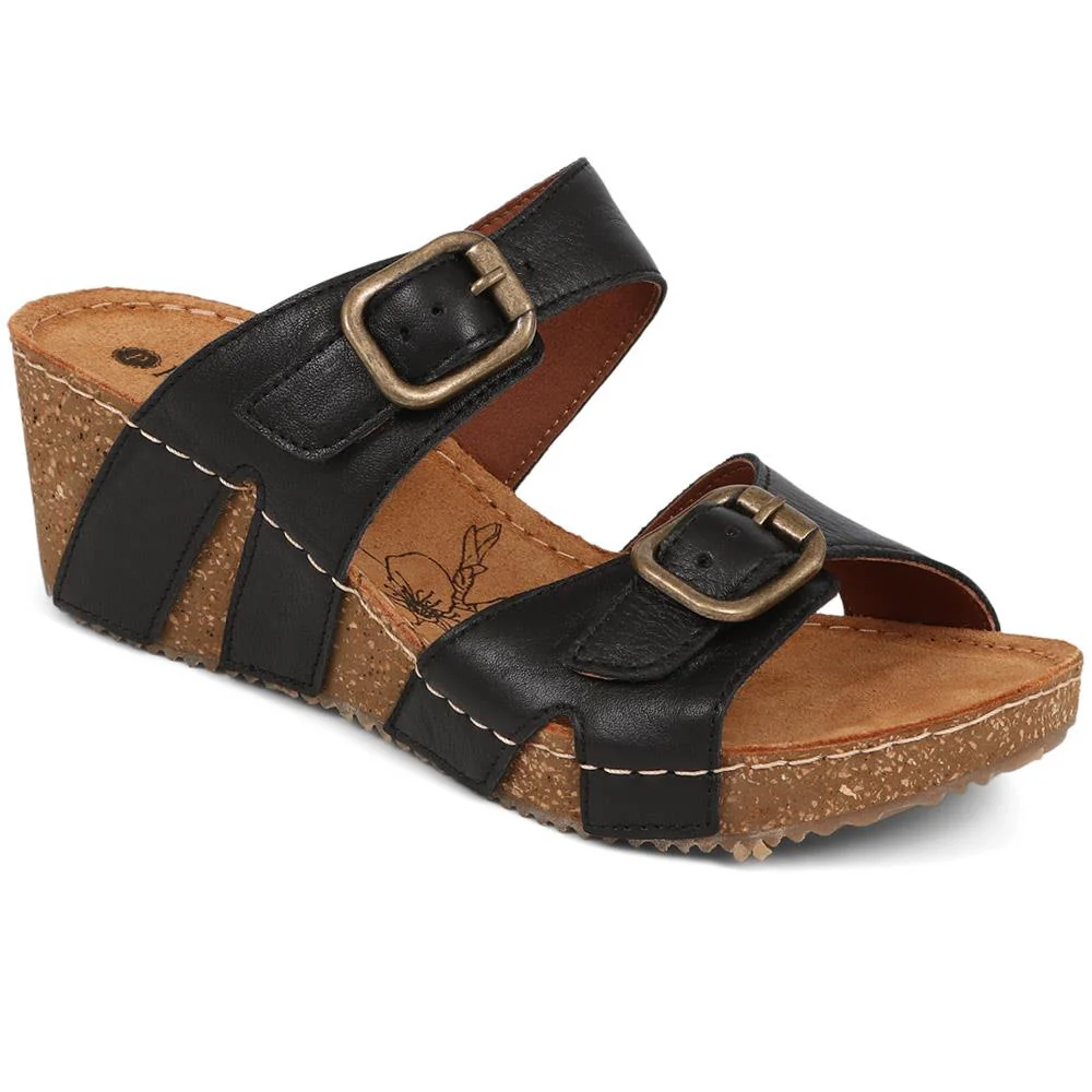 Pavers Wedge Heeled Mules