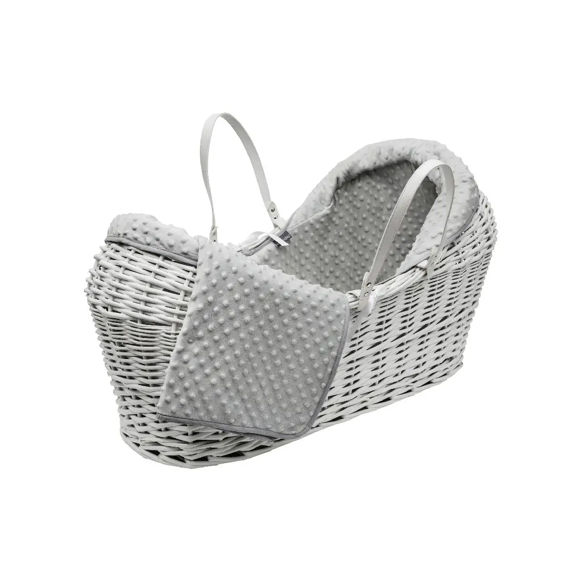 Kindervalley  Grey Dimple Wicker Pod Moses Basket-White