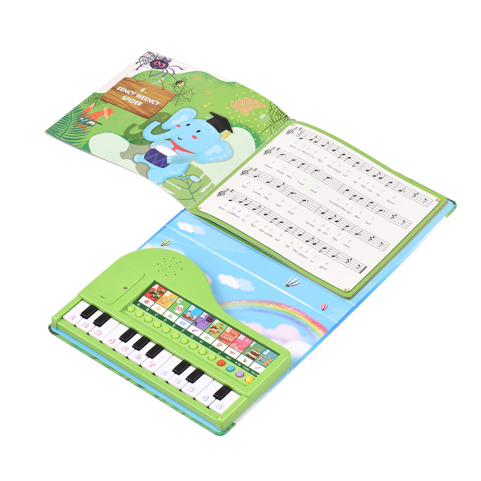 TOMTOP JMS Bigfun 20-key Piano Book Electronic Piano Keyboard & Music Book 2-in-1 Piano Songbook with Built-in green