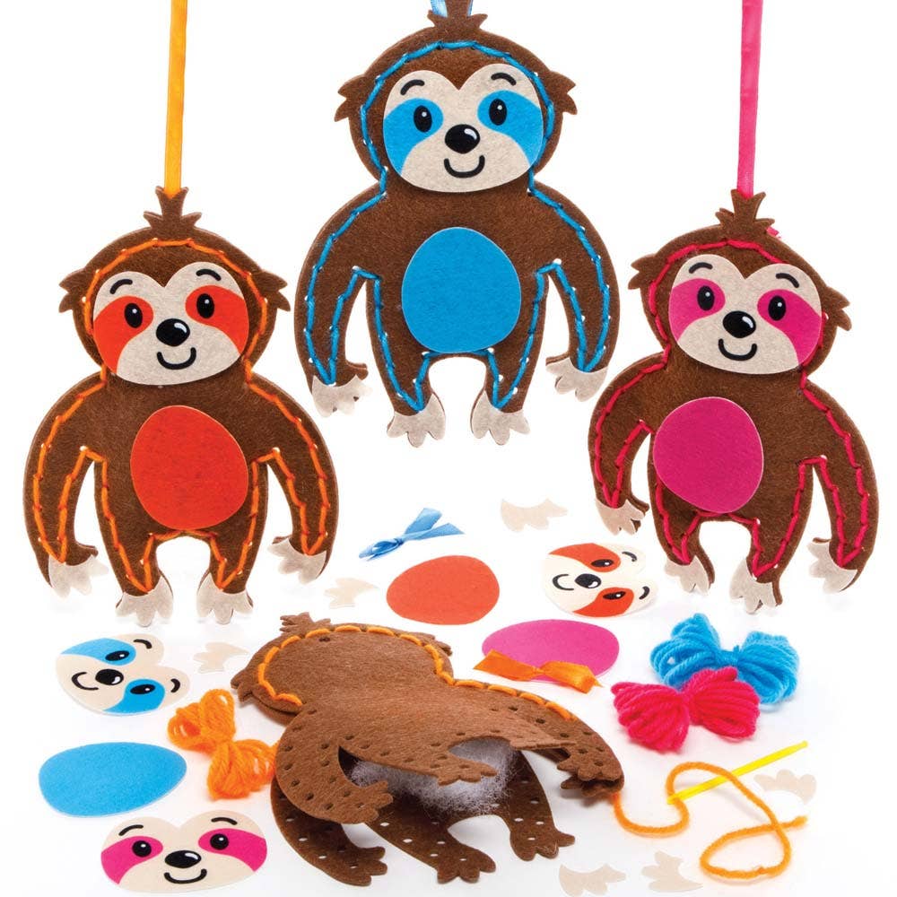 Baker Ross Sloth Sewing Kits (Pack of 3)