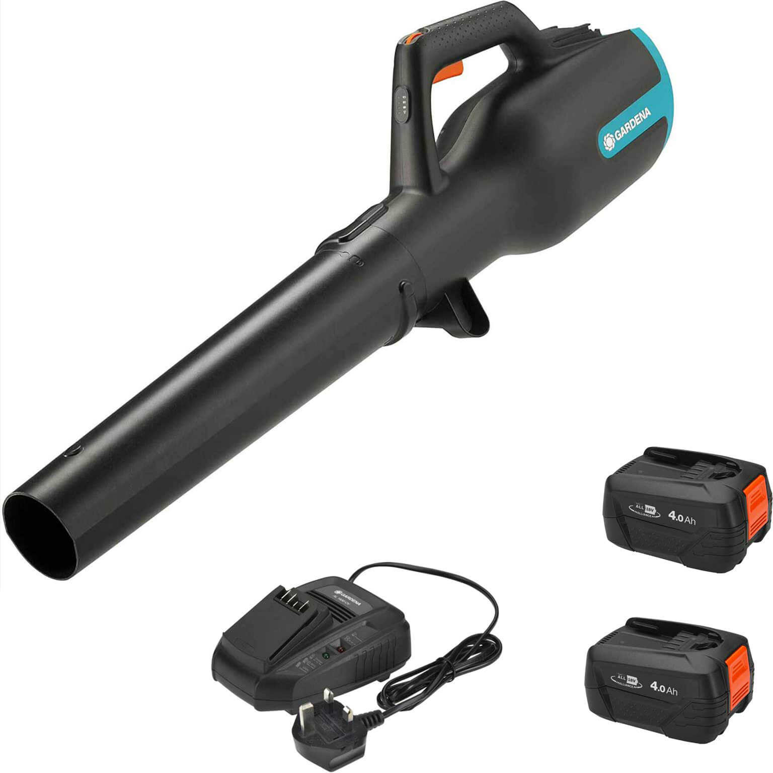 Gardena P4A 18v Cordless PowerJet Garden Leaf Blower 2 x 4ah Li-ion Charger