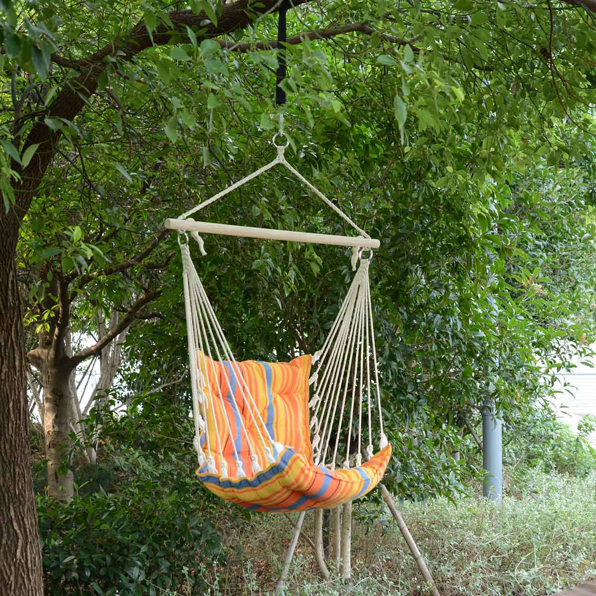 Outsunny Outdoor Hammock Cushioned Chair Patio Swing Seat Cotton - Orange