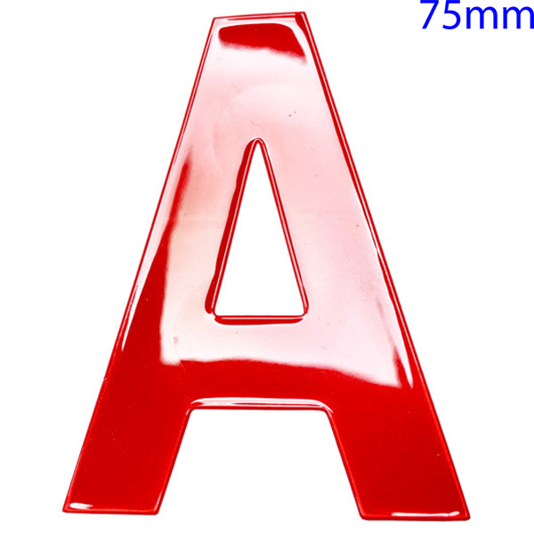 DIY Direct Red High Visibility Reflective Self Adhesive Vinyl Letter, 75mm Letter A