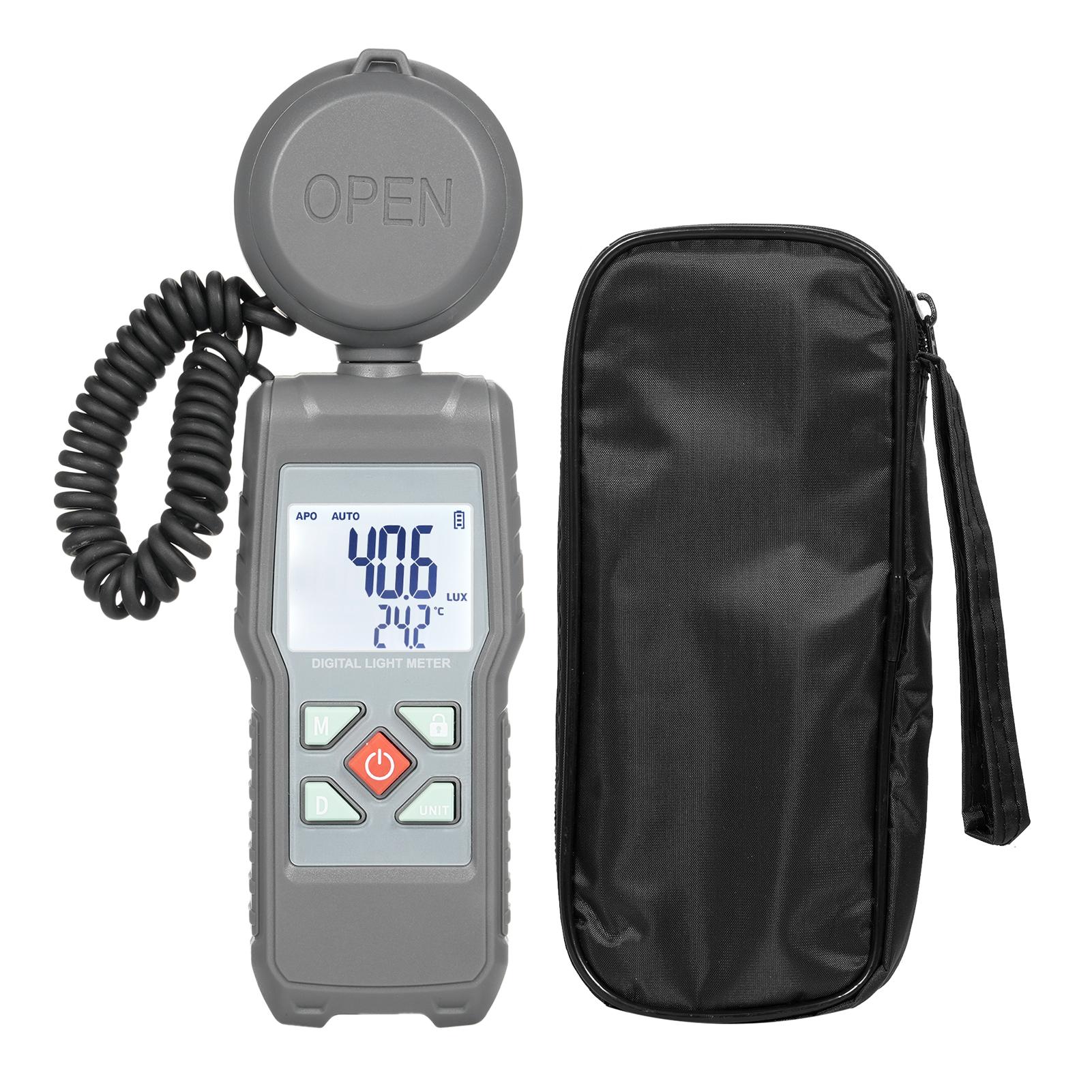 KKmoon Light Meter Digital Illuminance Meter Handheld Ambient Temperature Measuring Instrument, Range up grey