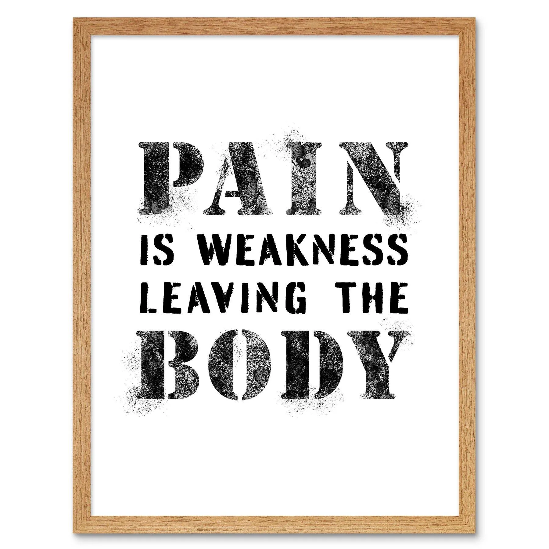 Artery8 Exercise Decor Pain Is Weakness Leaving The Body Inspirational Gym Decor Wall Art Art Print Framed Poster Wall Decor 12x16 inch