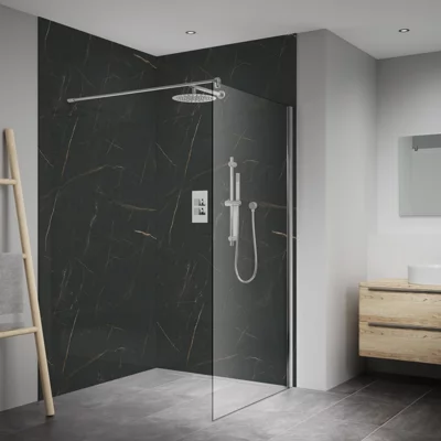 Splashwall Elite Matt Marbre Celeste Marble Effect Composite Postformed Bathroom & Wet Room Decorative Panel (H)2420mm (W)1200mm