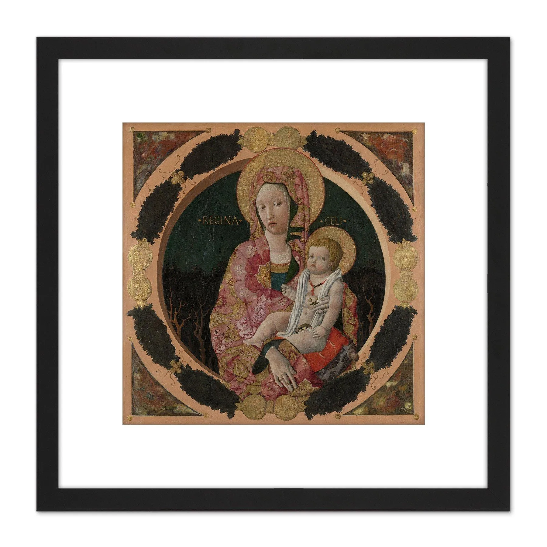 Artery8 Francesco Squarcione Virgin And Child Painting 8X8 Inch Square Wooden Framed Wall Art Print Picture with Mount
