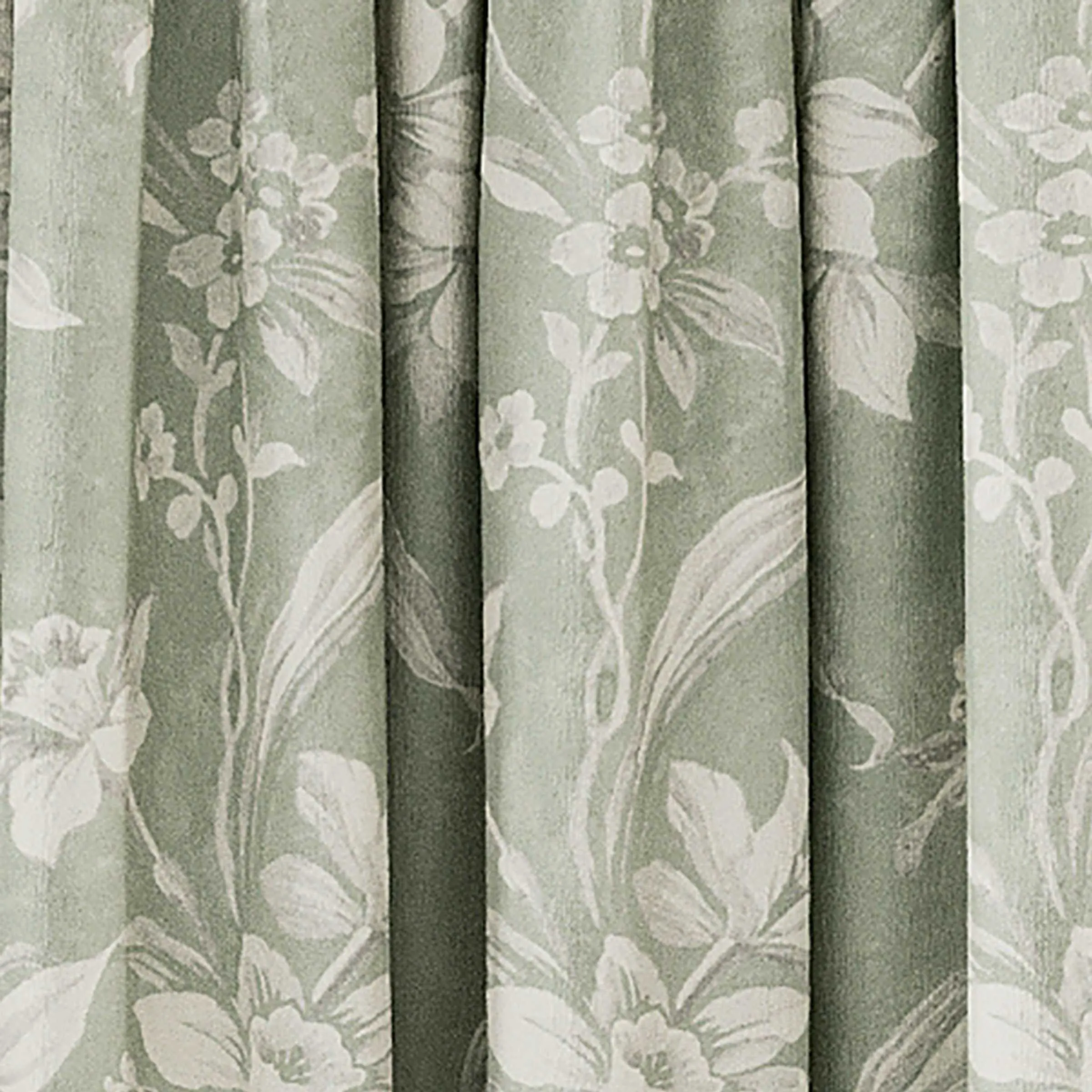V & A Daffodil Dreams Lined Curtains 66" x 90", Green