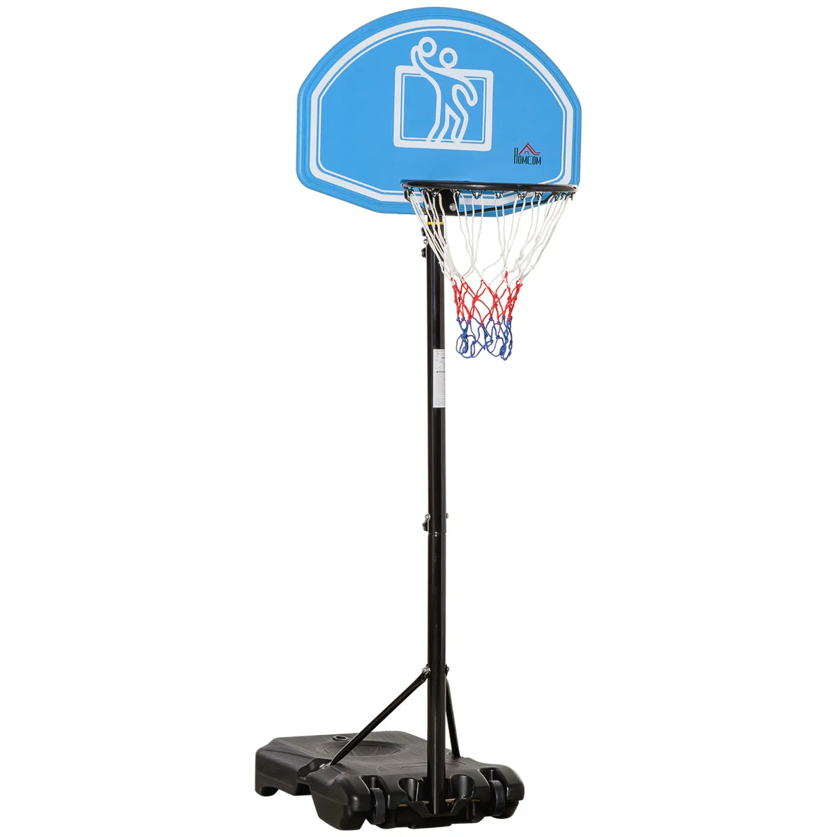 Homcom Adjustable Basketball Hoop Stand with Wheels and Weight Base - Blue, Blue