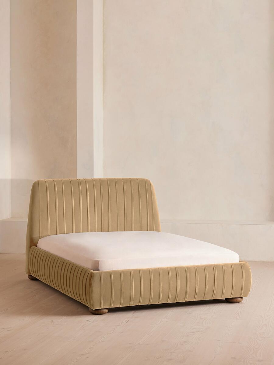 Soho Home Vivienne Bed, Double, Velvet, Camel