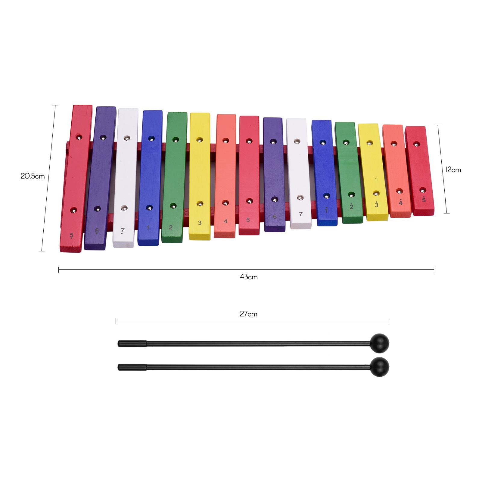 Ammoon 15 Keys Xylophone Colorful Musical Percussion Instrument Early Education Instrument for multicolour
