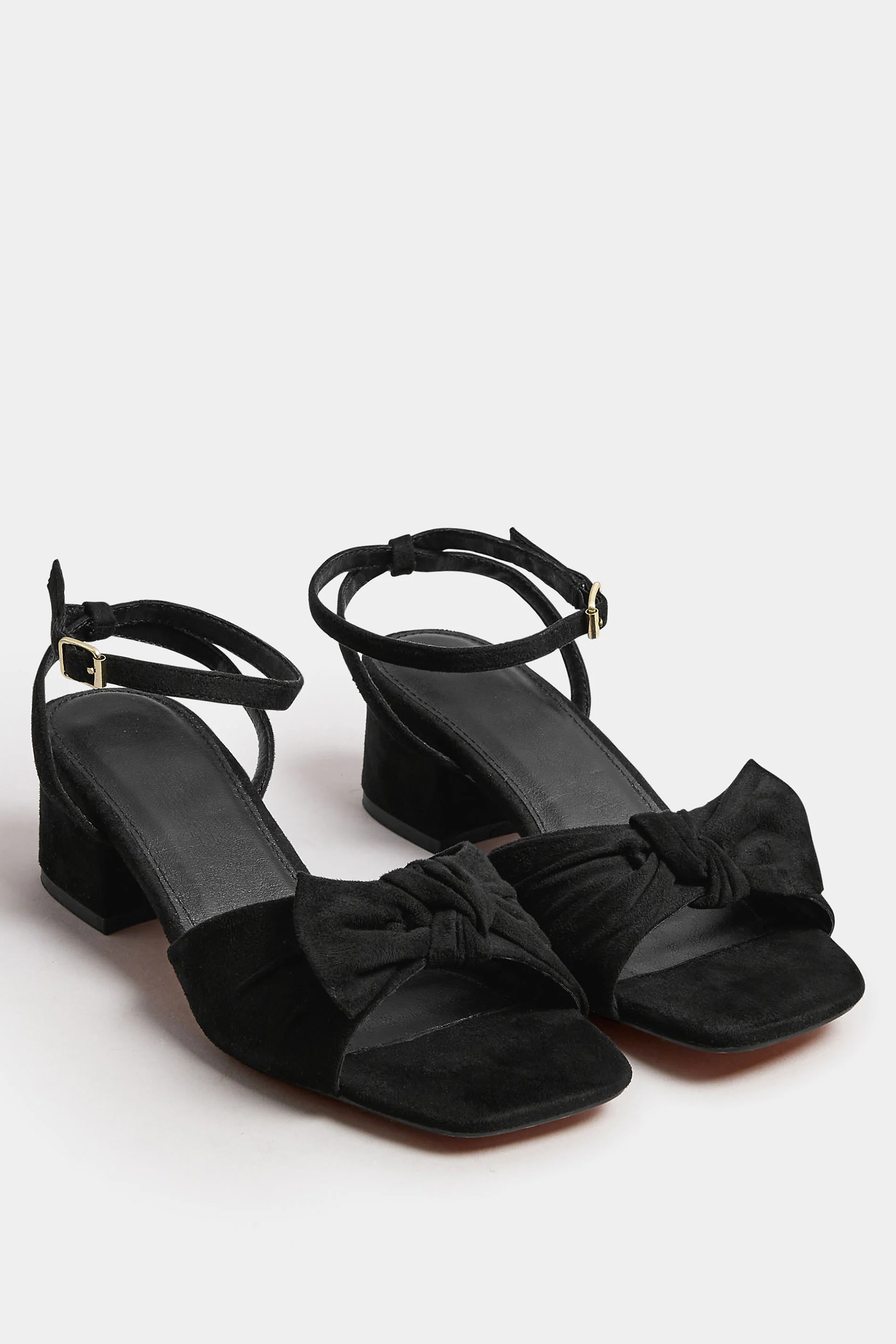 Faux Suede Bow Front Block Heels