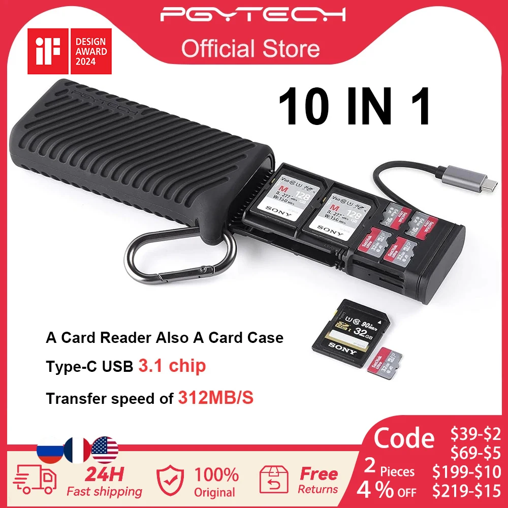 PGYTECH Createmate High-speed Sd Card Reader Usb 3.1 Type-c Sd/tf/sim Dual-slot Data Transfer Memory