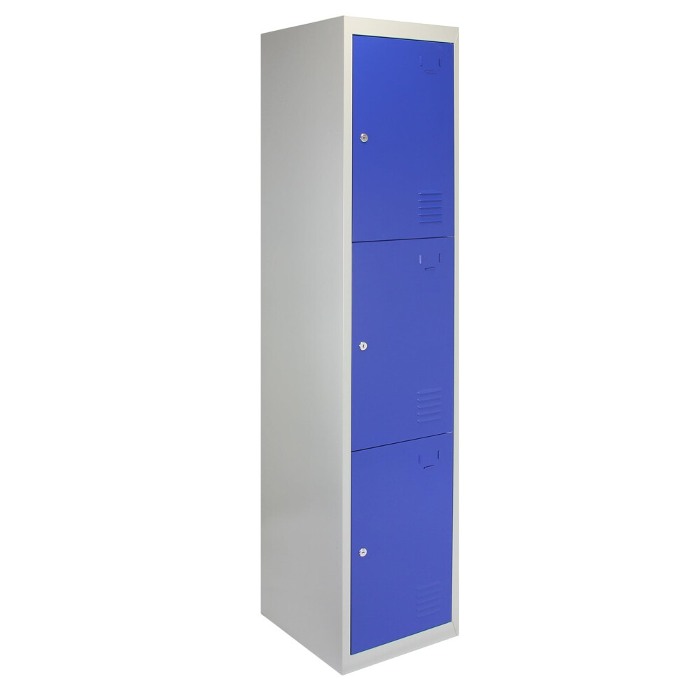 Monster Cable Metal Storage Lockers - Three Doors, Flatpacked, Blue