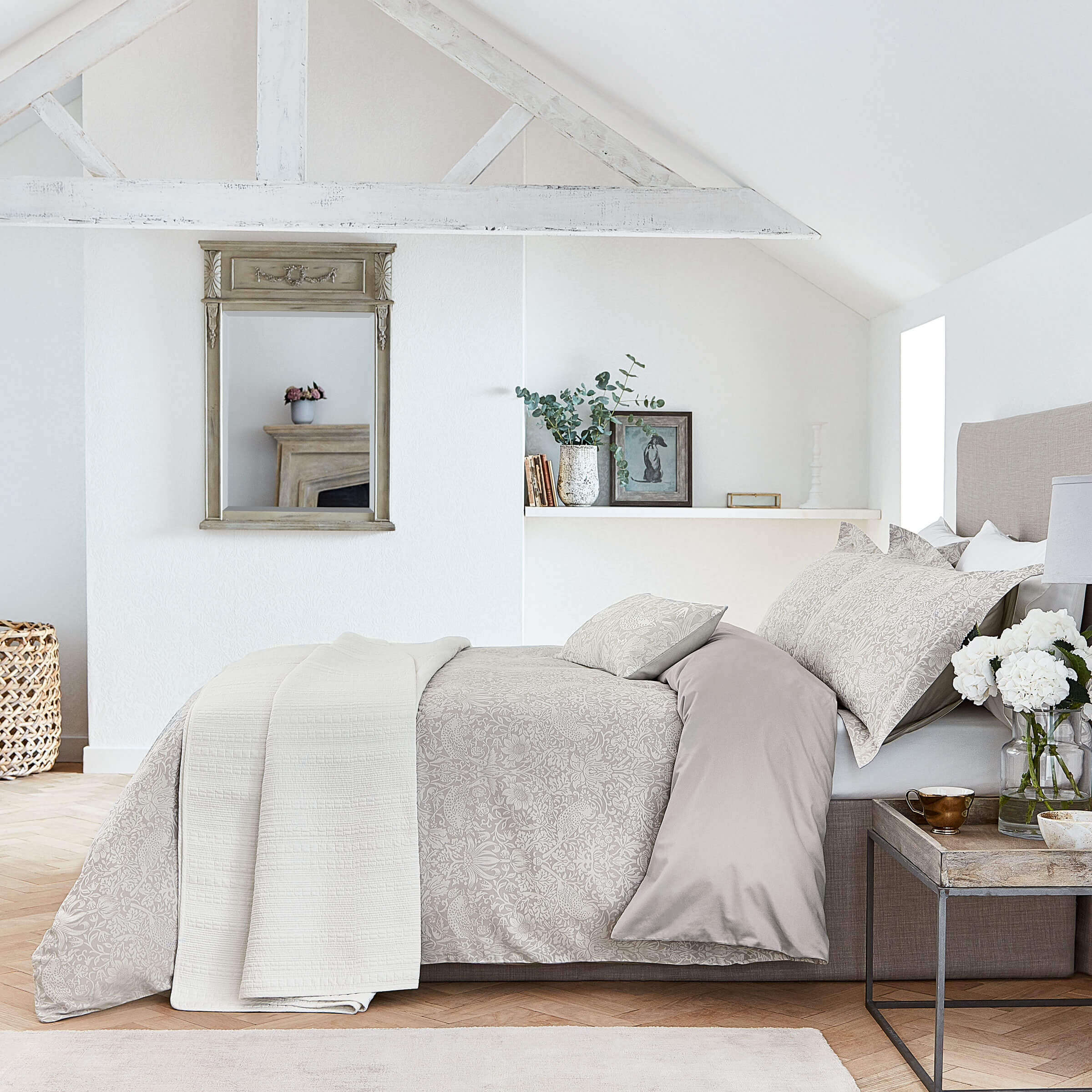 Morris & Co - Housse de Couette Voleur de Fraises Pur - Galet - Très Grand Modèle