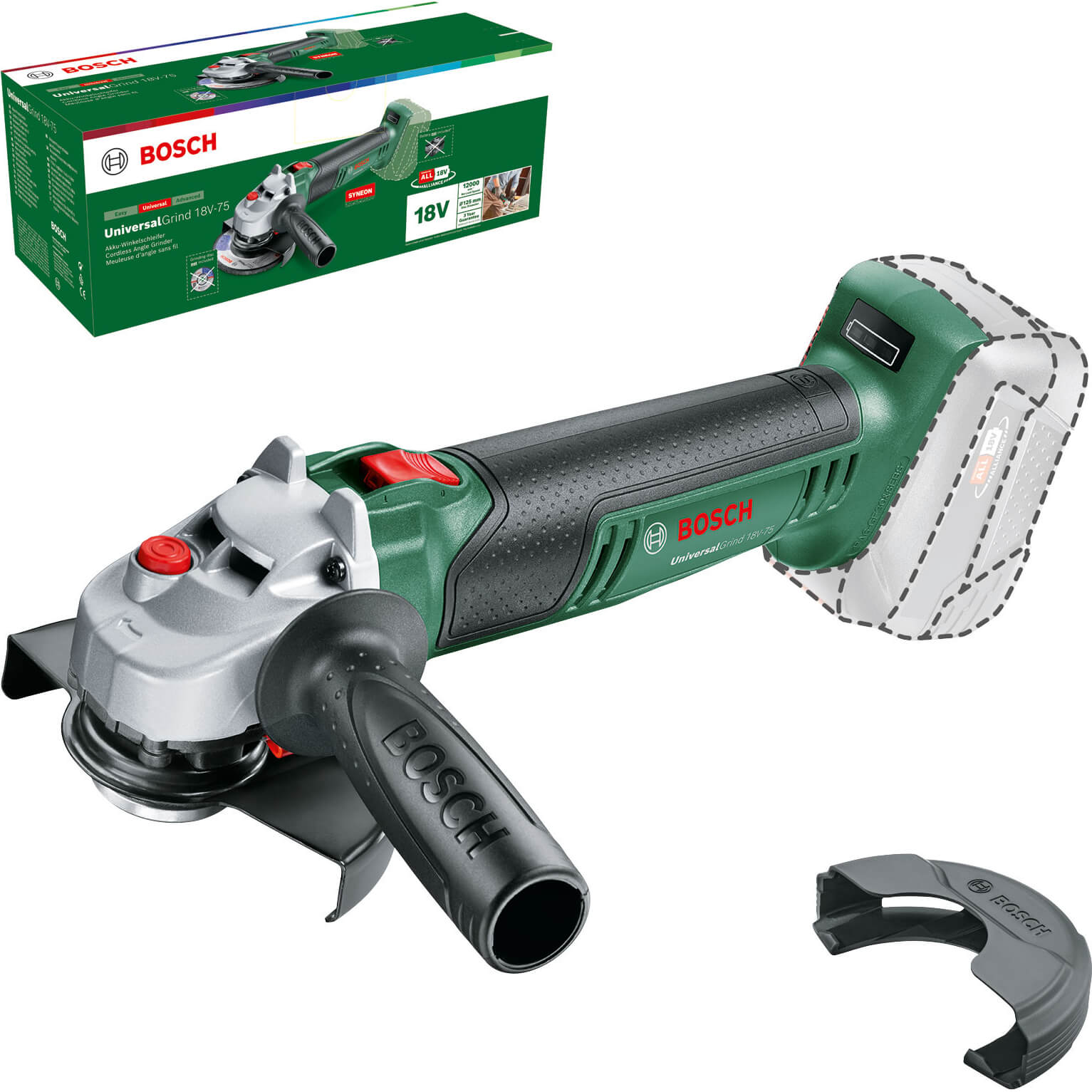 Bosch Home & Garden Bosch Universalgrind 18v-75 P4a 18v Cordless Angle Grinder 125mm No Batteries No Charger No Case