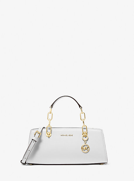 MK Cynthia Small Leather Satchel - White - Michael Kors