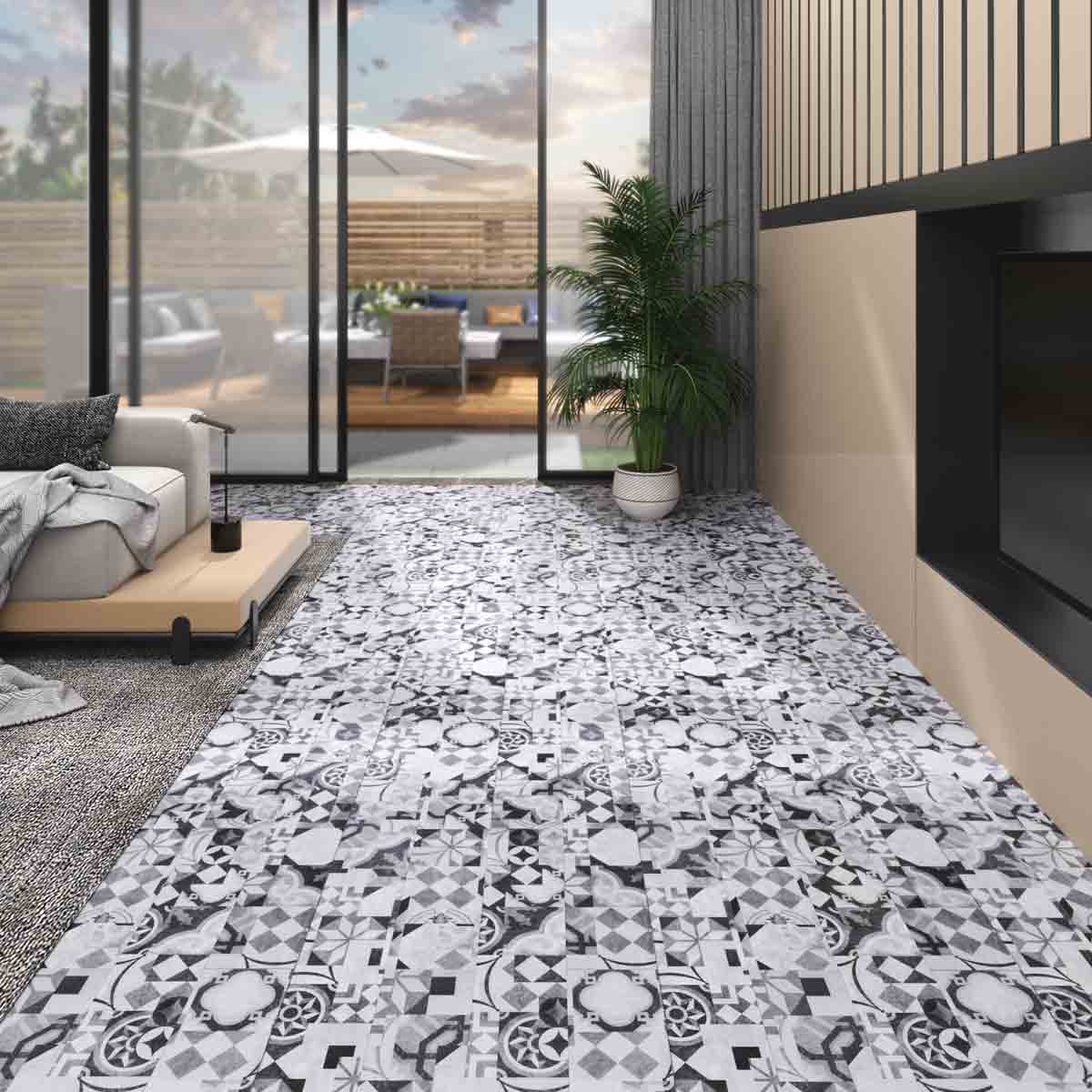 VidaXL PVC Flooring Planks 5.02 m² 2 mm Self-adhesive Grey Pattern