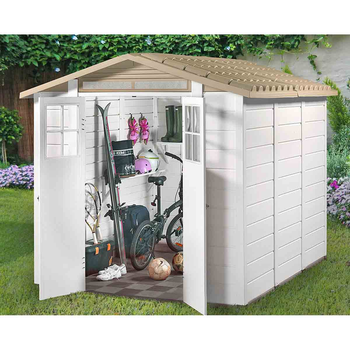 Shire Tuscany Evo 240 PVC 2 Double Door Apex Shed 7ft x 6ft