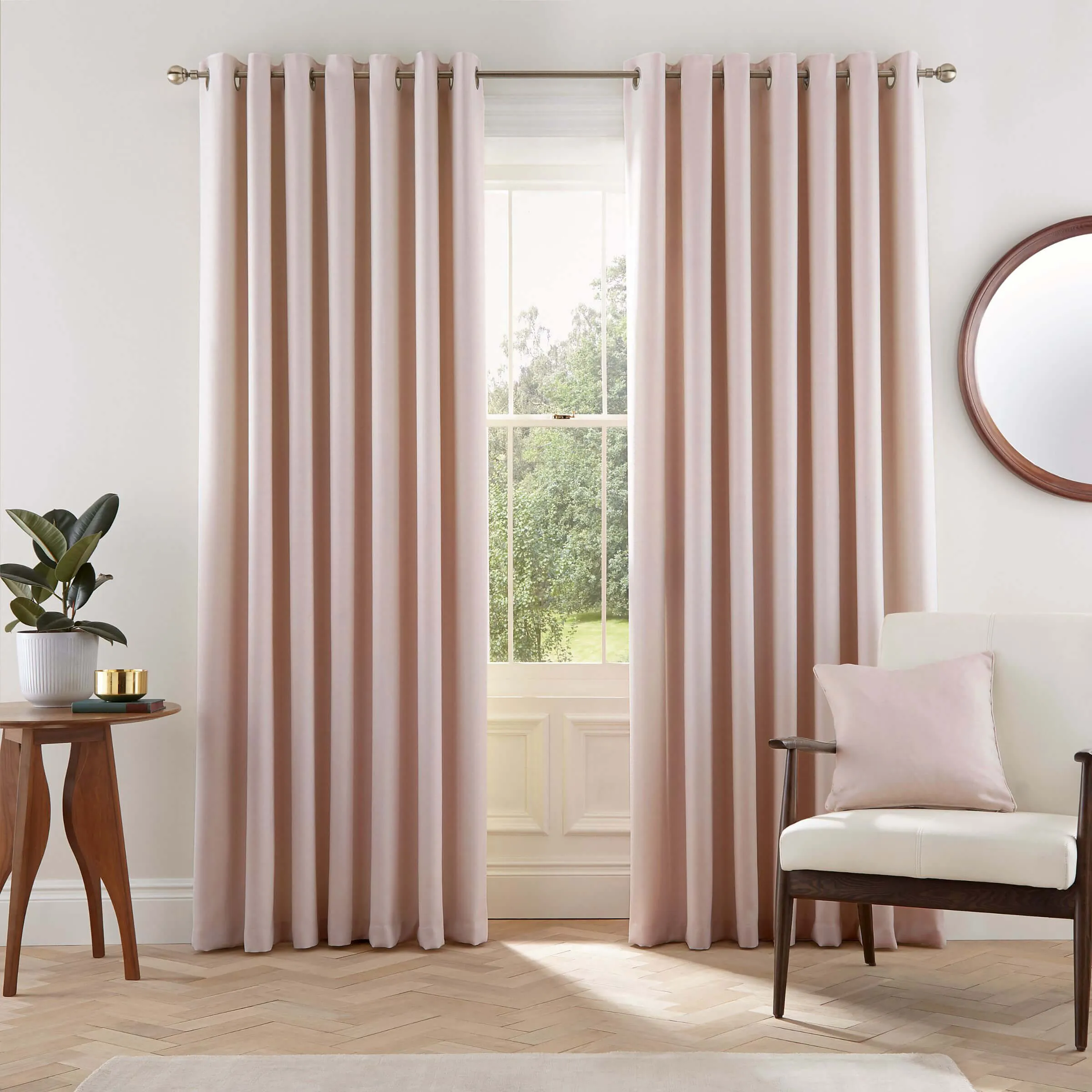 Helena Springfield 'Eden' Woven Lined Curtains|Size: 167cm width x 228cm drop|light pink