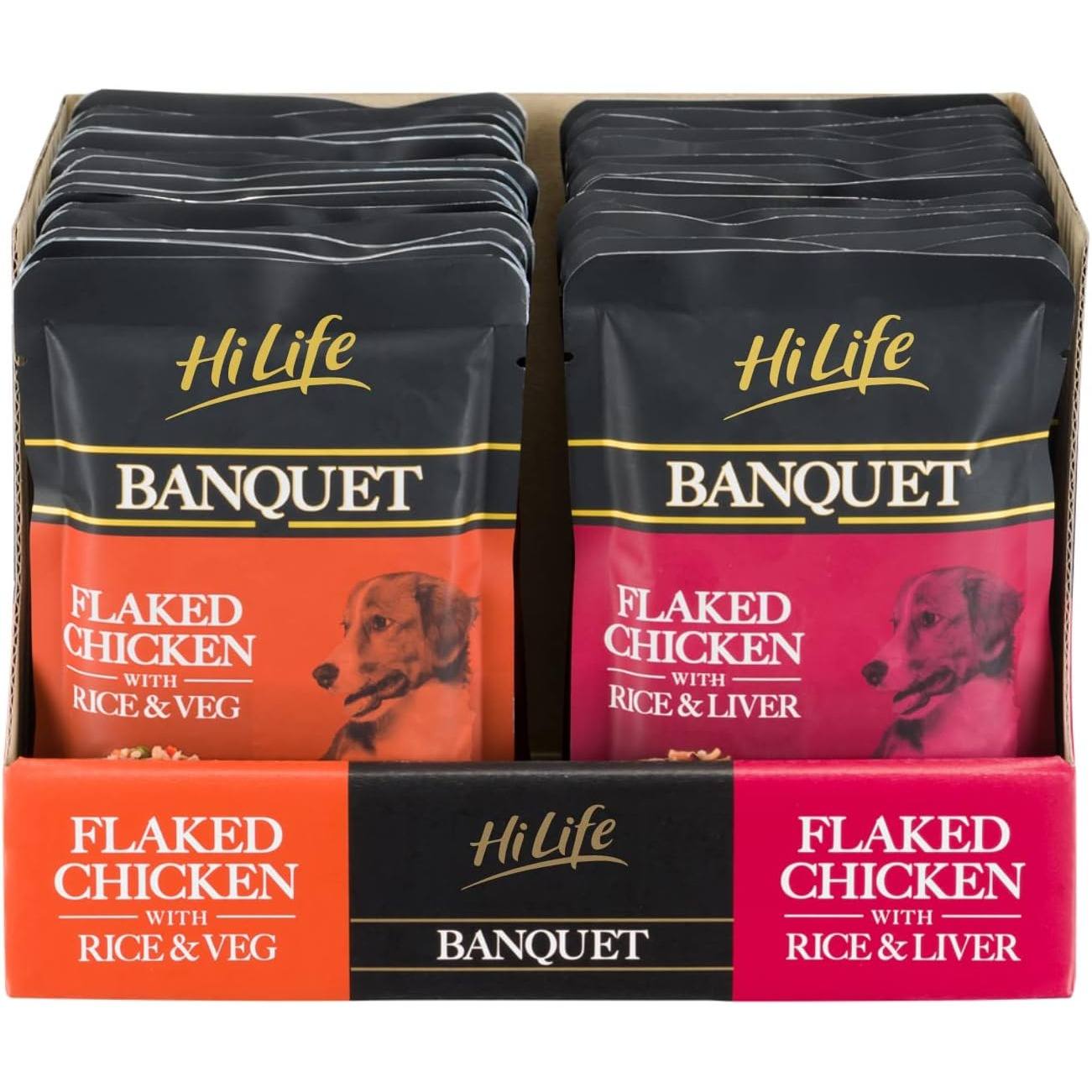HiLife Banquet Dog Food Pouches, Chicken Breast and Liver/Chicken Breast and Veg, 30 x 100g Pouches