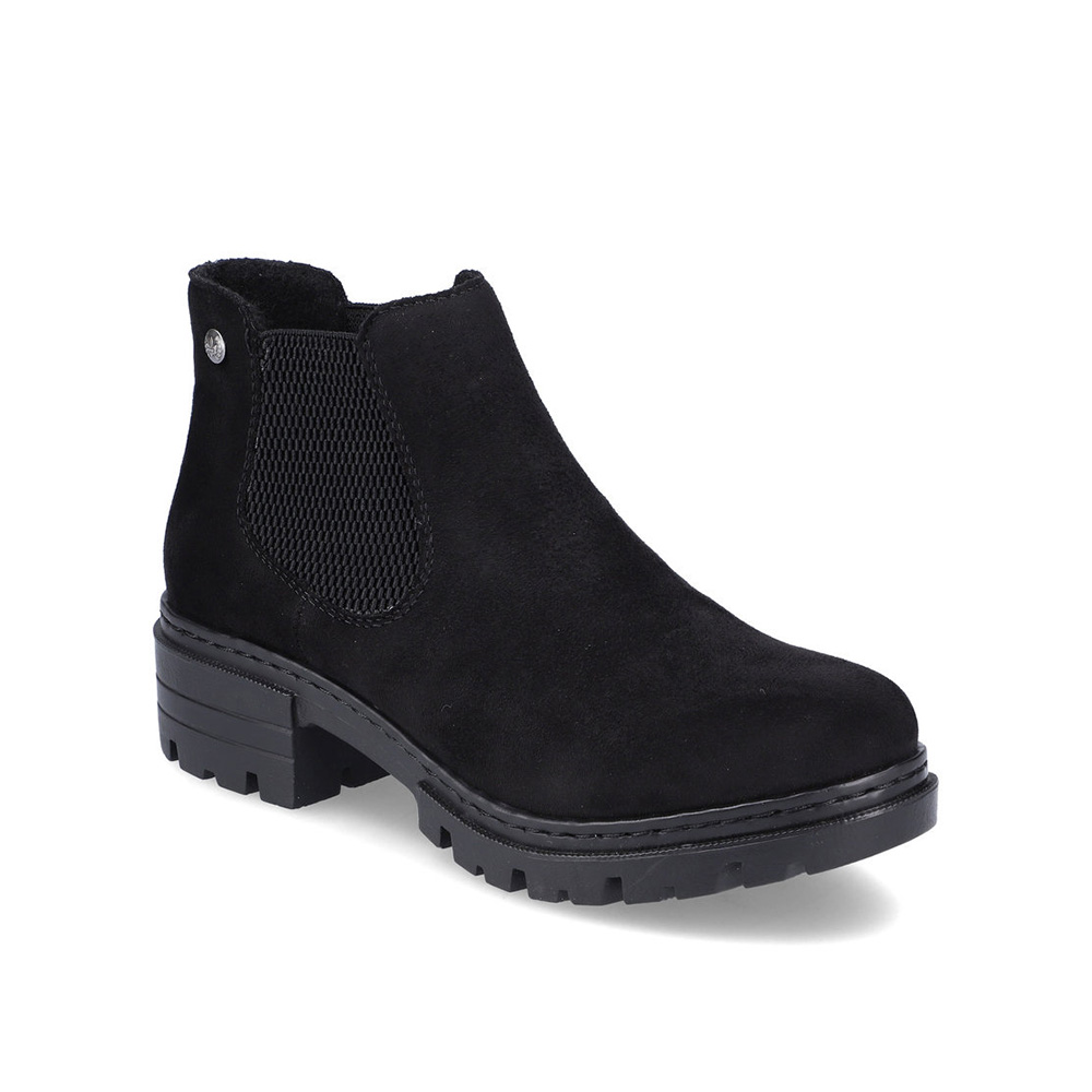 Rieker 76884-00 Black Womens Chelsea Boots in a Plain Textile in Size 37