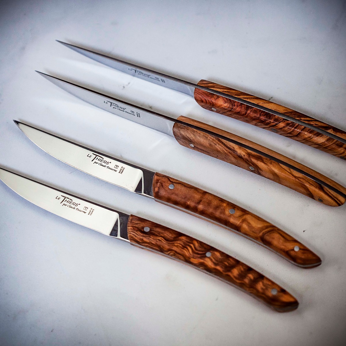 Claude Dozorme Le Thiers Steak Knives with Olive Wood Handle