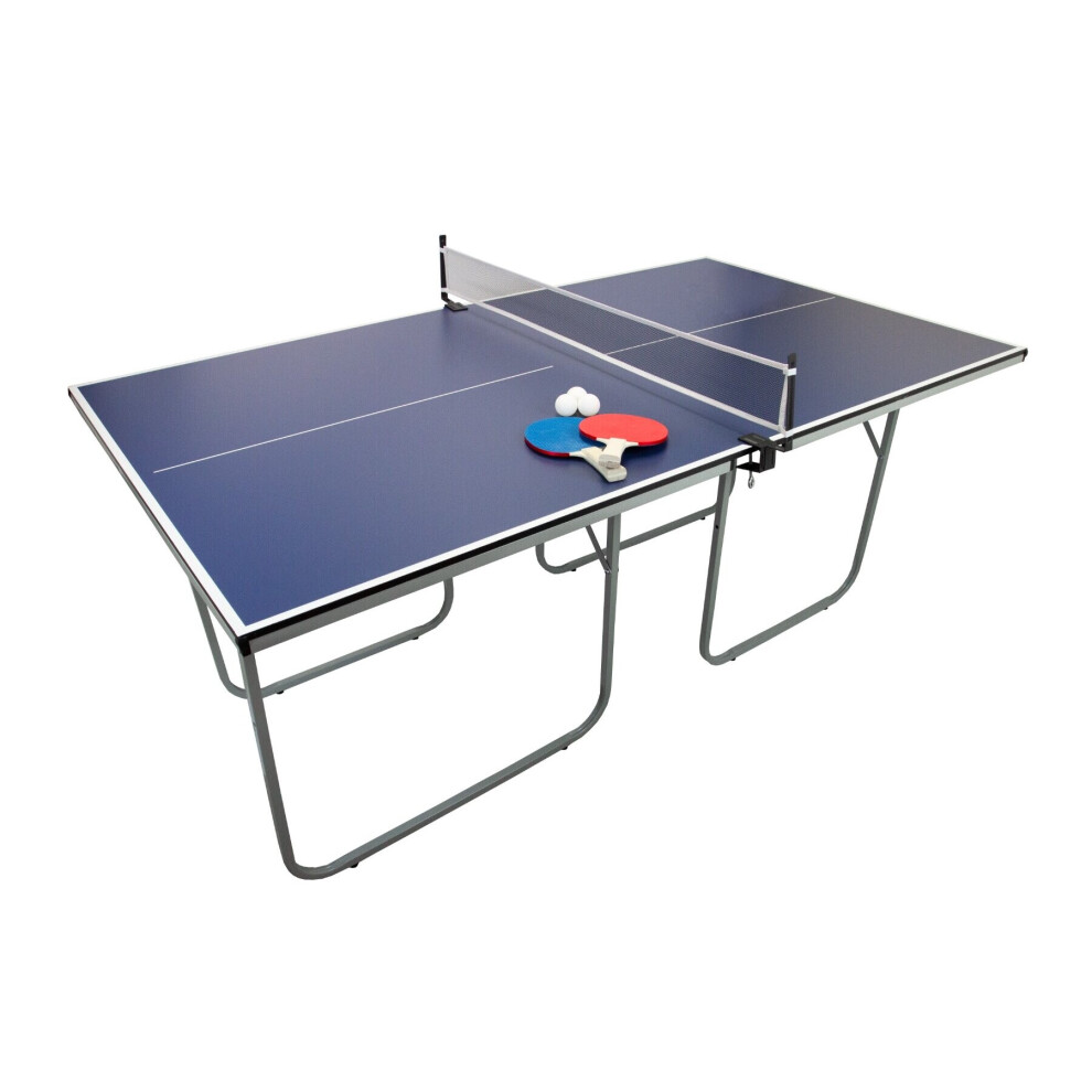 MonsterShop Table Tennis Ping Pong Net Table Foldable Compact 181cm Indoor FREE Bats & Balls