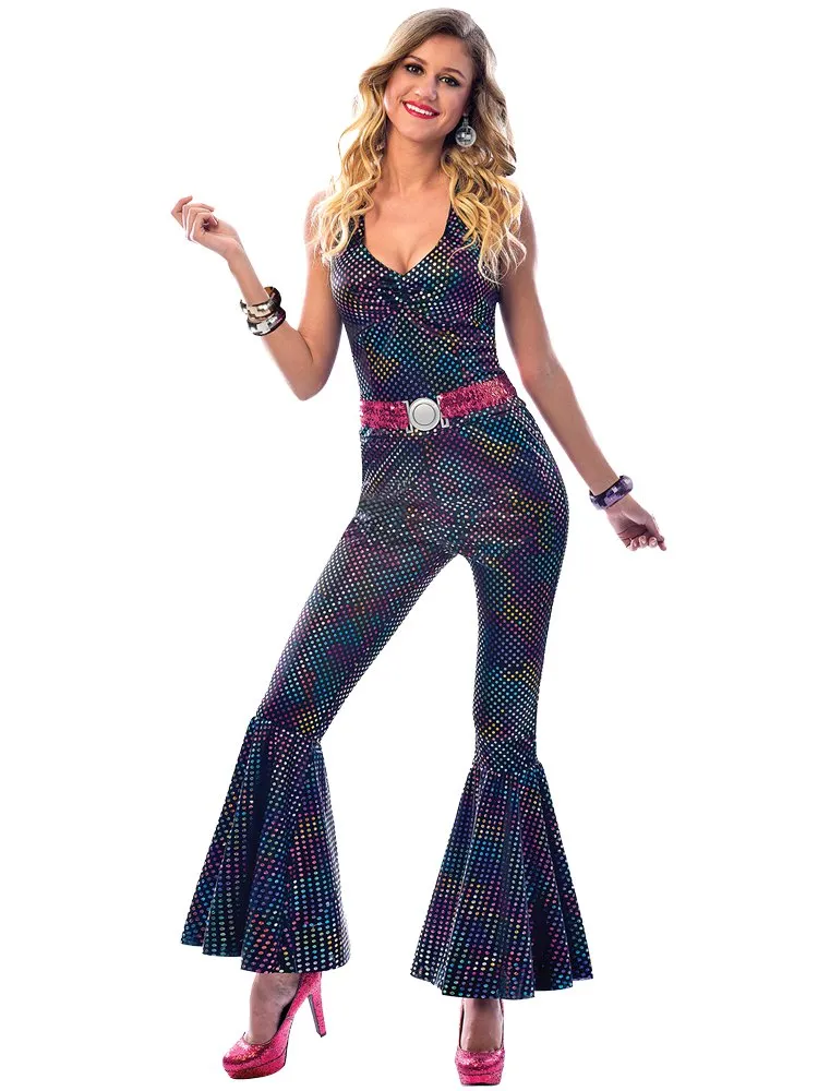 Amscan 9903581 Sparkly Disco Diva Costume with Flare Pants-Size 8-10-1 PC - Like New