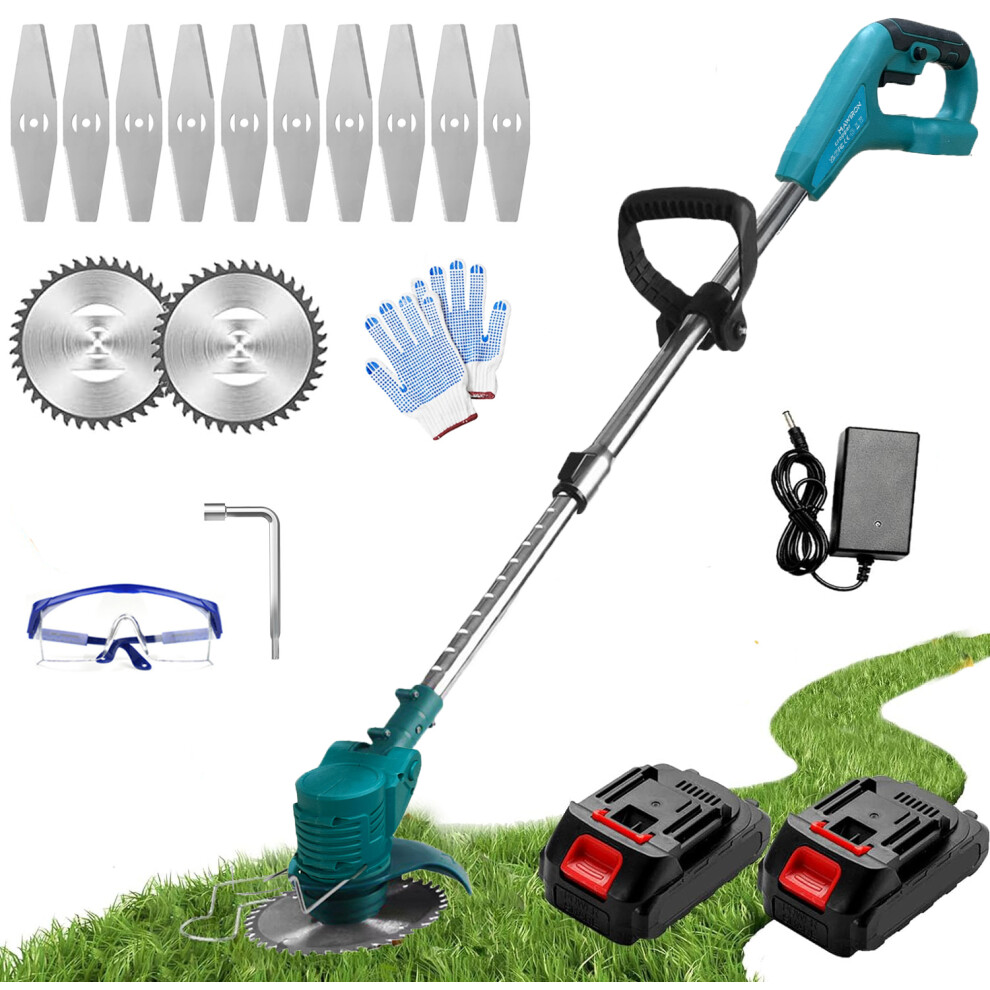 TEETOK Cordless Strimmer Grass Trimmer Electric Tree Cutter+2Battery+Charger-Makita Compatible