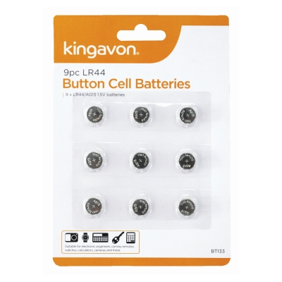 KINGAVON 9Pc Lr44 Button Cell Batteries