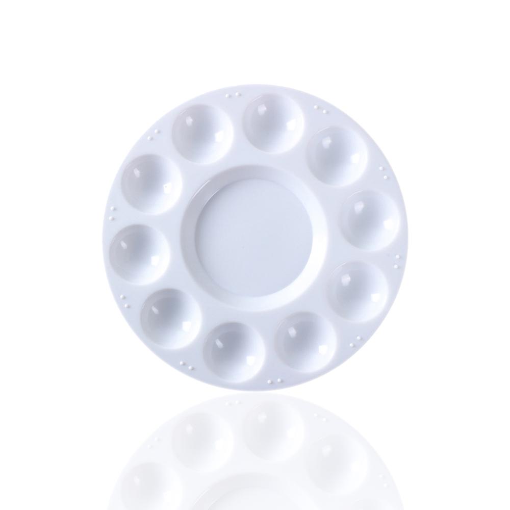ZEBLAZE White Plastic Palette Round Shape Paint Tray for Holding and Mixing Colors for Watercolor Acrylic 1pc white