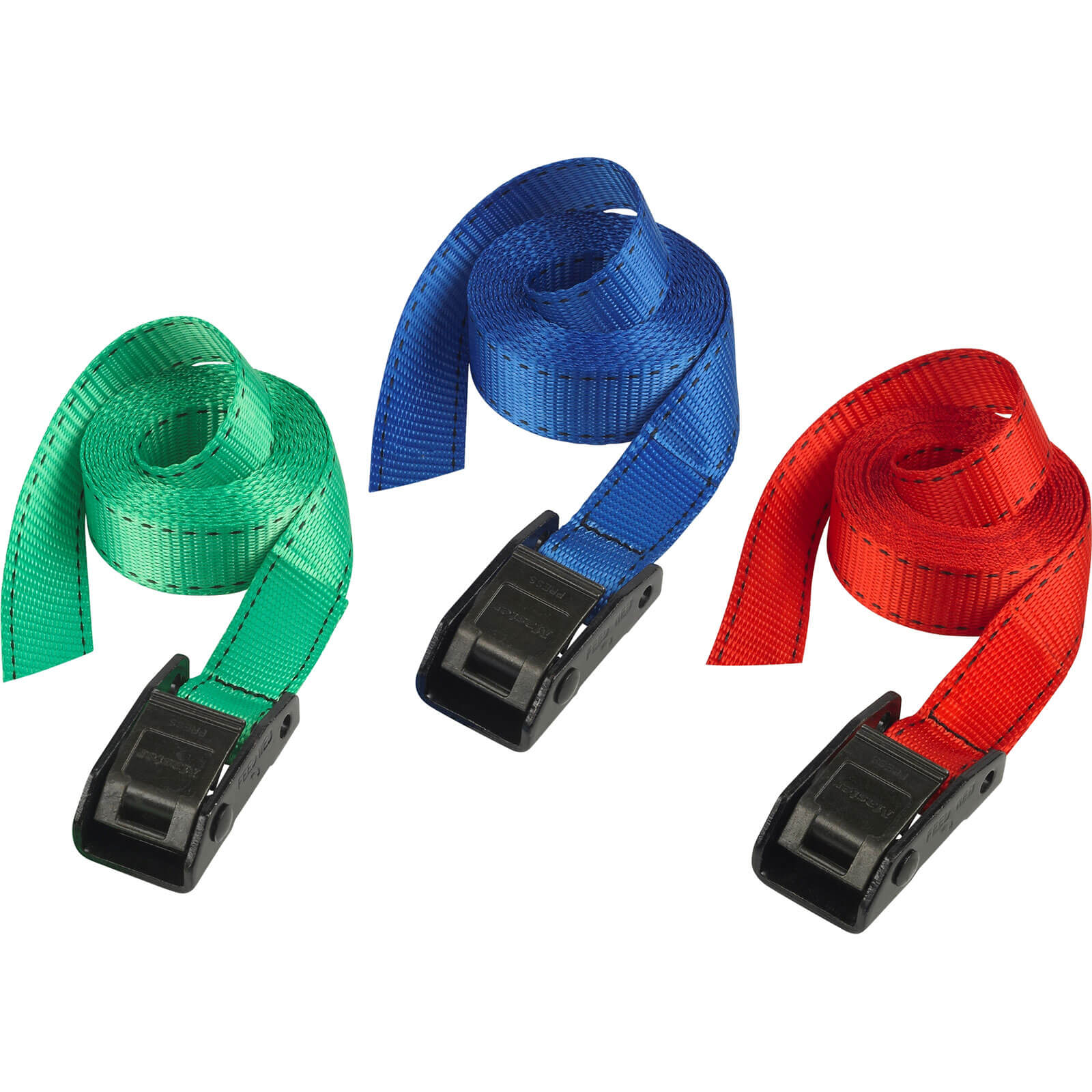 Master Lock MLK3110ECOL Lashing Straps with Metal Buckle Coloured 2.5m 2 Piece