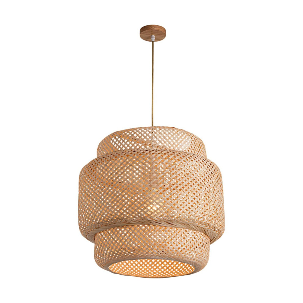Spactz Pendant Light Ceiling Retro Hanging Cafe Lights Loft Japanese Style Hand Weaved Bamboo Woven Lampshade for Teahouse B