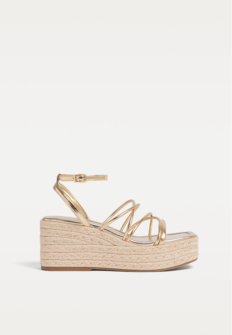 Stradivarius Jute platform wedges GOLD 6