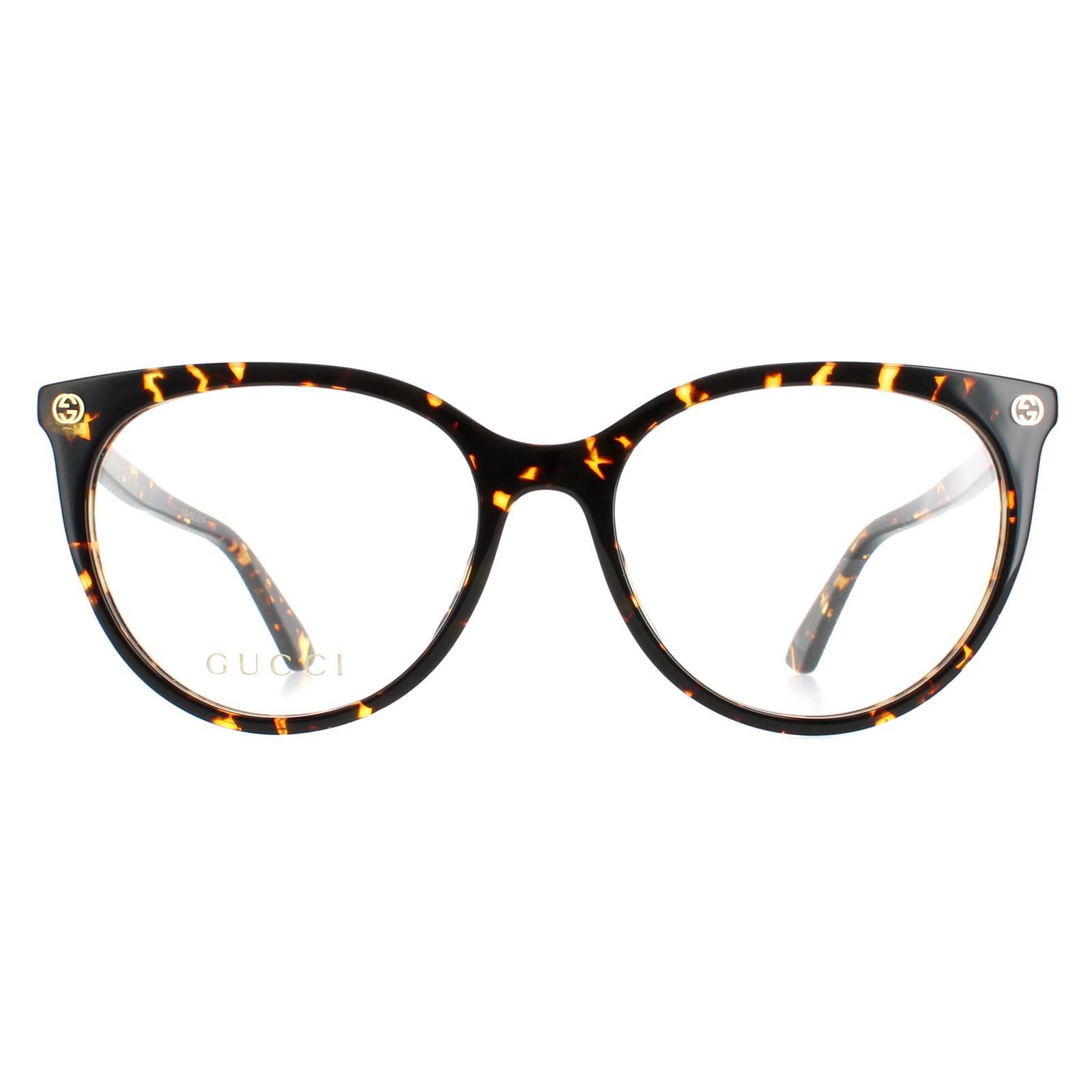 Gucci GG0093O 002 Havana Round Glasses in Dark Tortoise