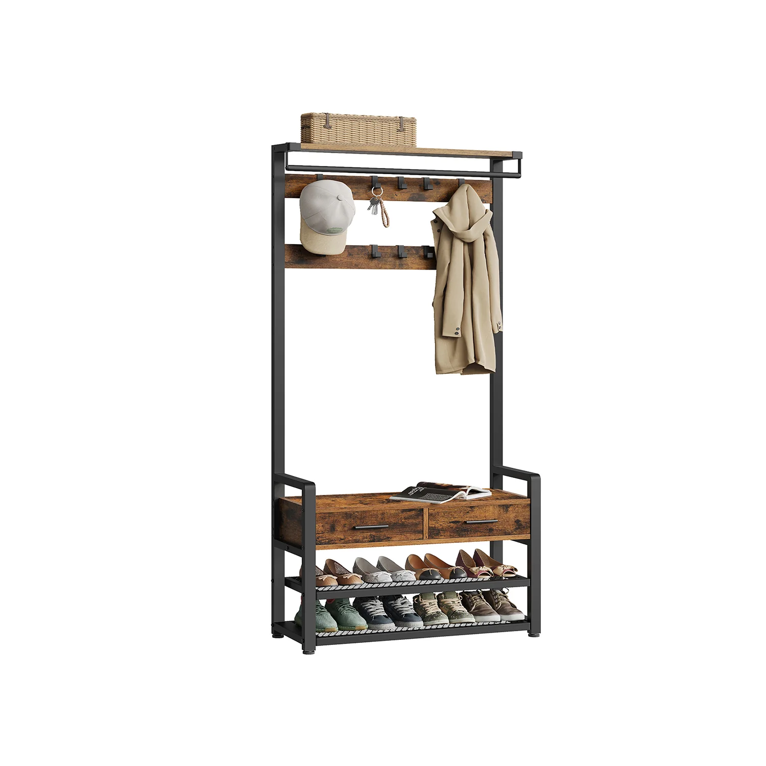 VASAGLE Coat Rack With Shoe Bench