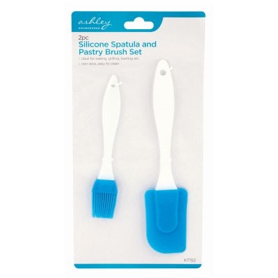 Ashley - Silicone Pastry Brush & Spatula Set - 2Pc - Blue