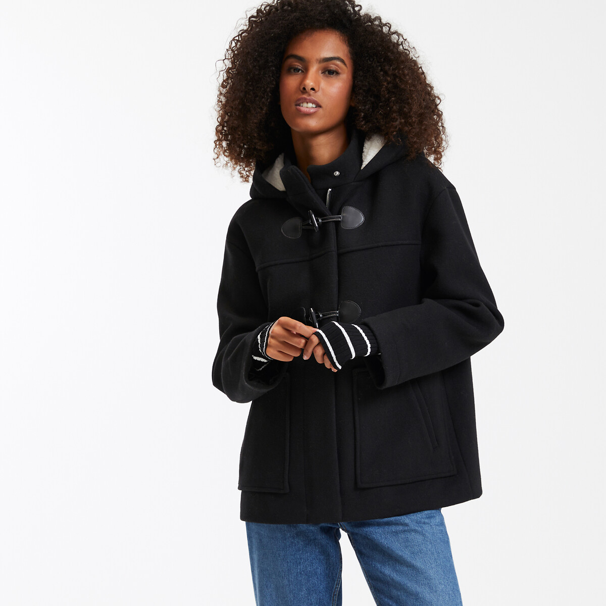 La Redoute Collections Hooded Winter Duffle Coat In Recycled Wool Mix, Mid-length By La Redoute