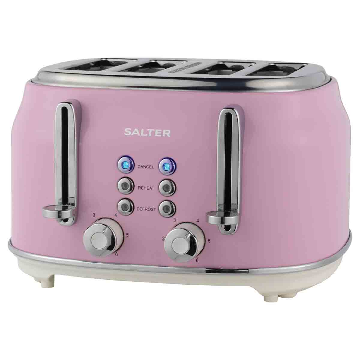  4 Slice Retro Toaster - Pink