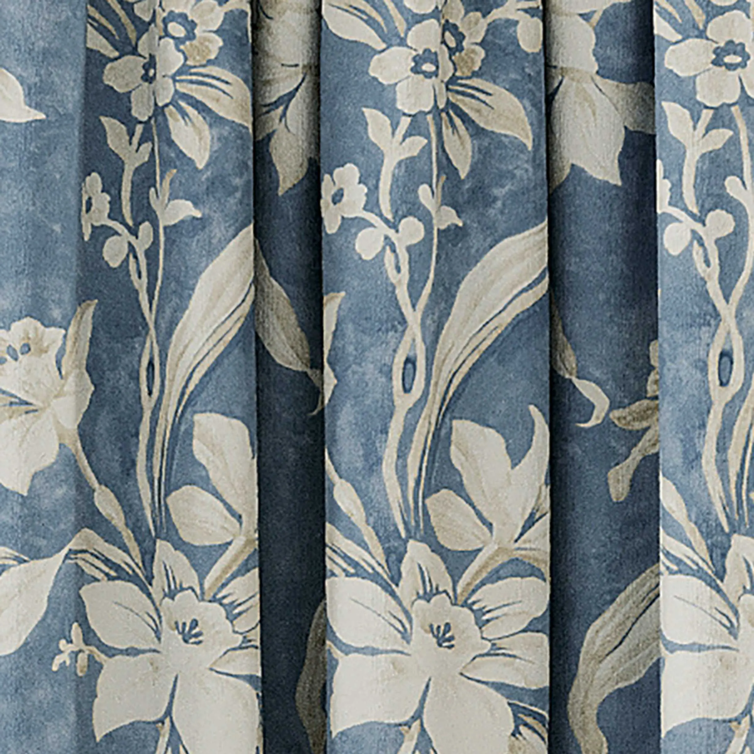 V & A Daffodil Dreams Lined Curtains 90" x 72", Blue