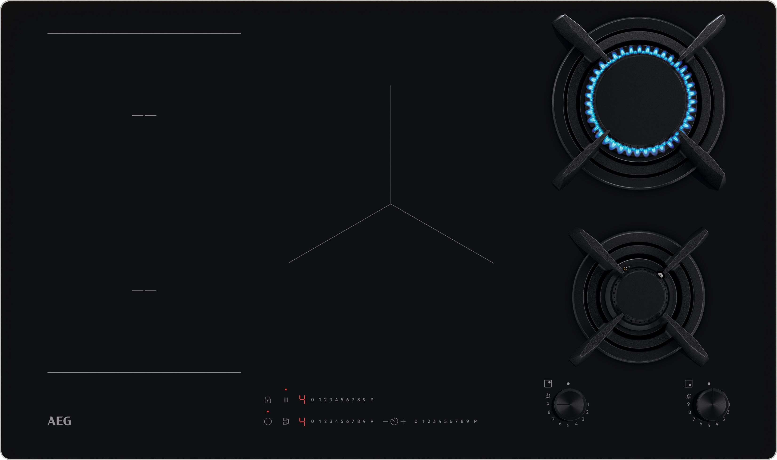  8000 Series Dual Fuel 2 Induction Zones and 2 Burner Gas Hob