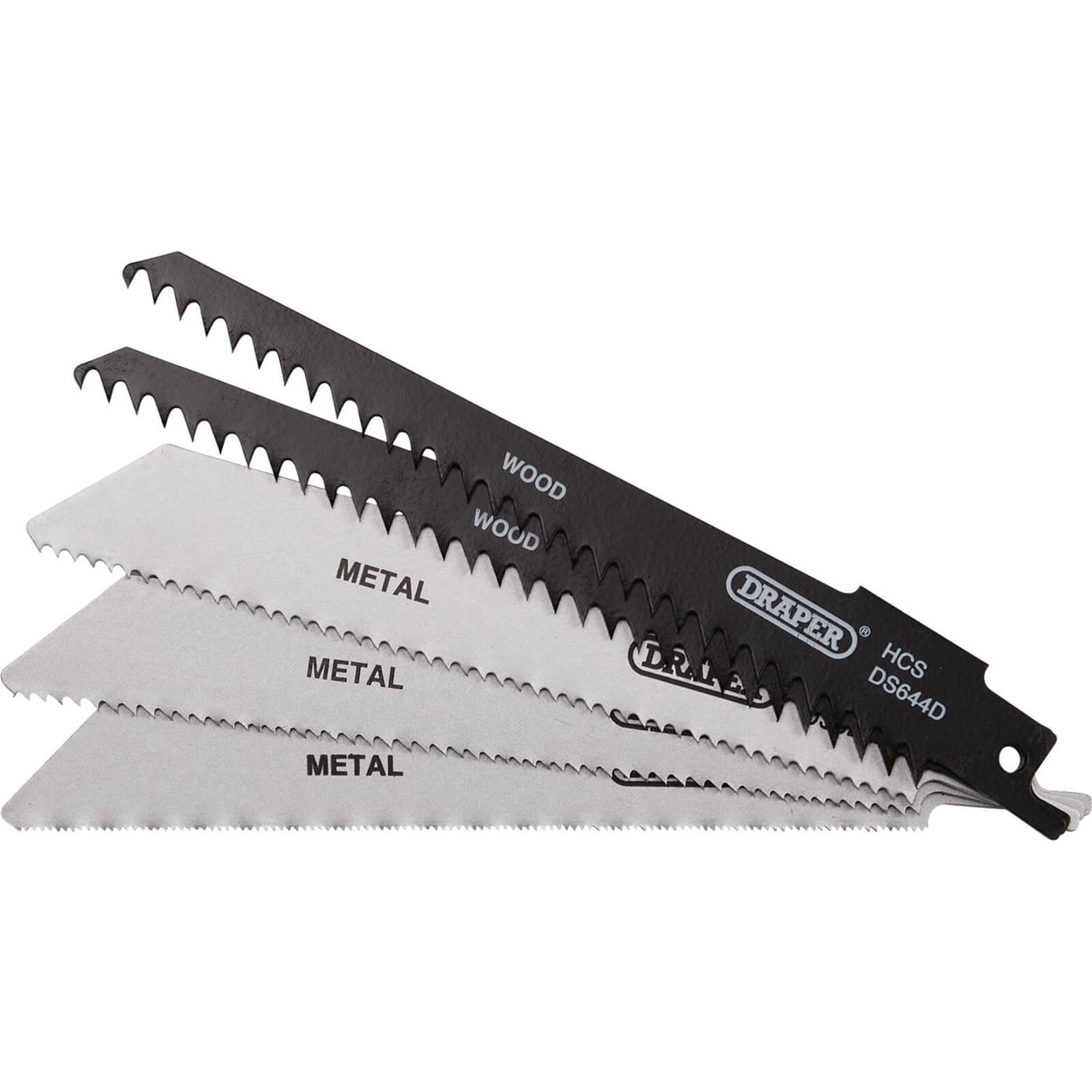 Draper Assorted Reciprocating Saw Blades For Multi-Purpose Cutting, 150mm (Pack Of 5) 52517