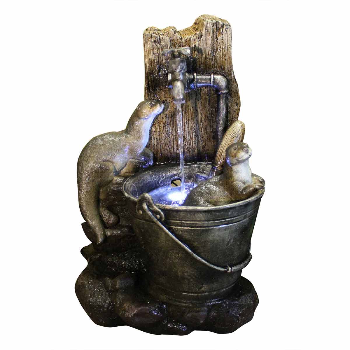 Tranquility Water Features Otters At Tap Animal Solar Powered Water Feature|
