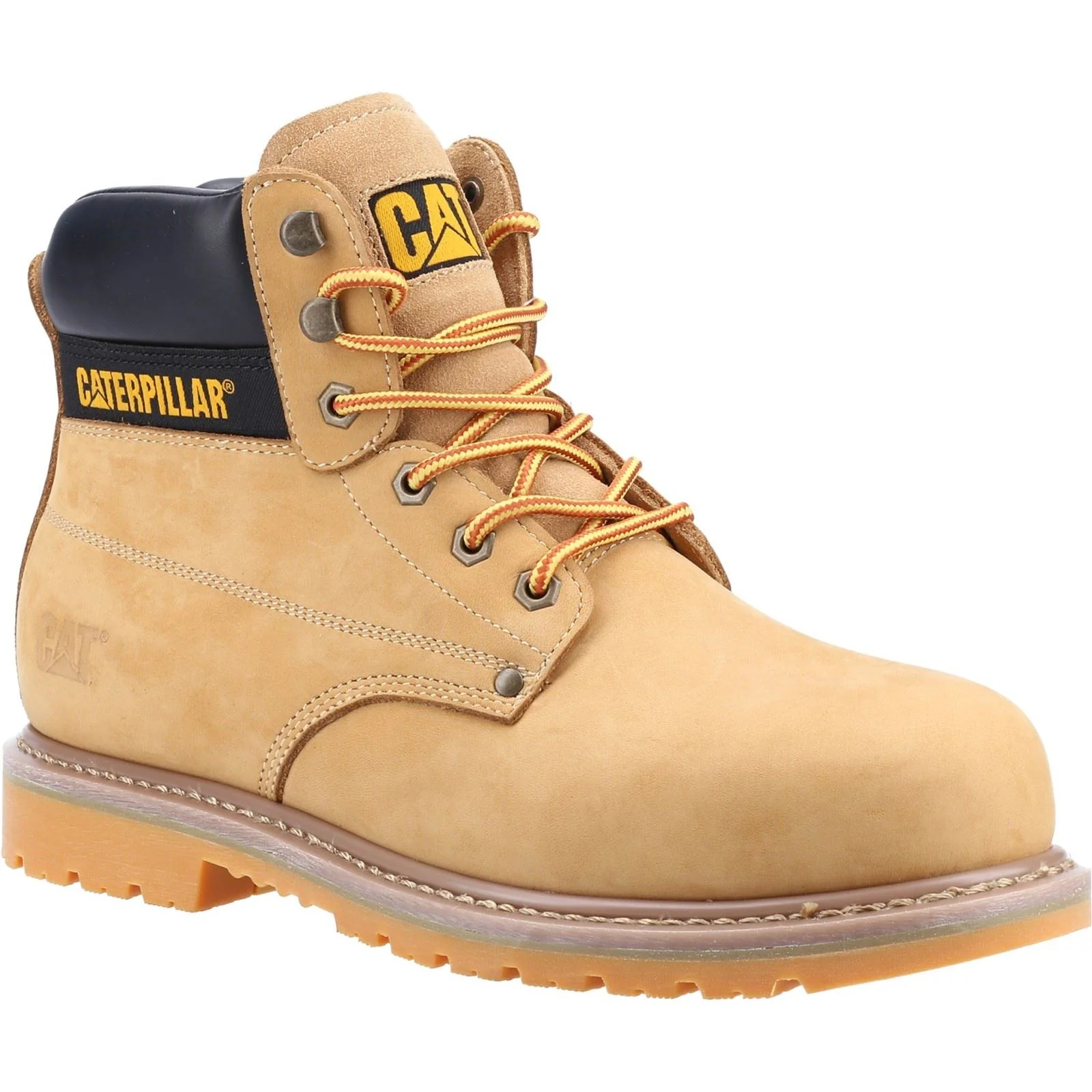 CAT Safety Men's 'Powerplant S3' Leather Safety Boots|Size: 12|camel
