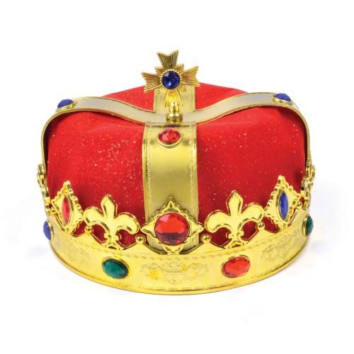 Bristol Novelty Unisex Faux Gem Kings Crown (One Size) (Gold/Red)