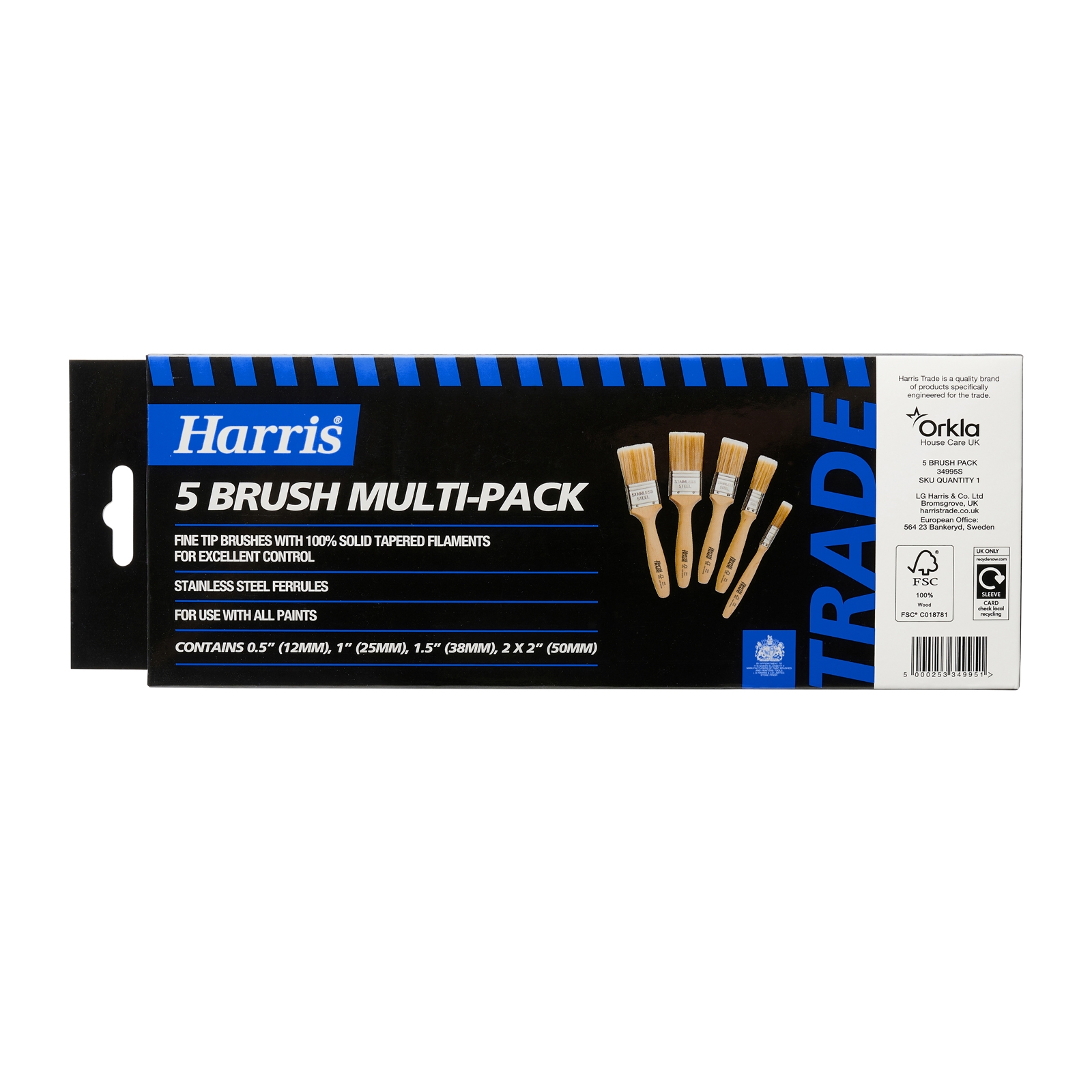 Harris Trade Fine Tip Paint Brushes - Pack of 5