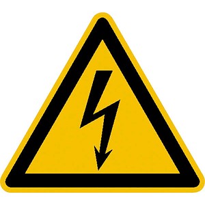 Wolk Yellow Foil Safety Labels, Warning For Dangerous Electrical Voltage-Text 50 mm x 46mm