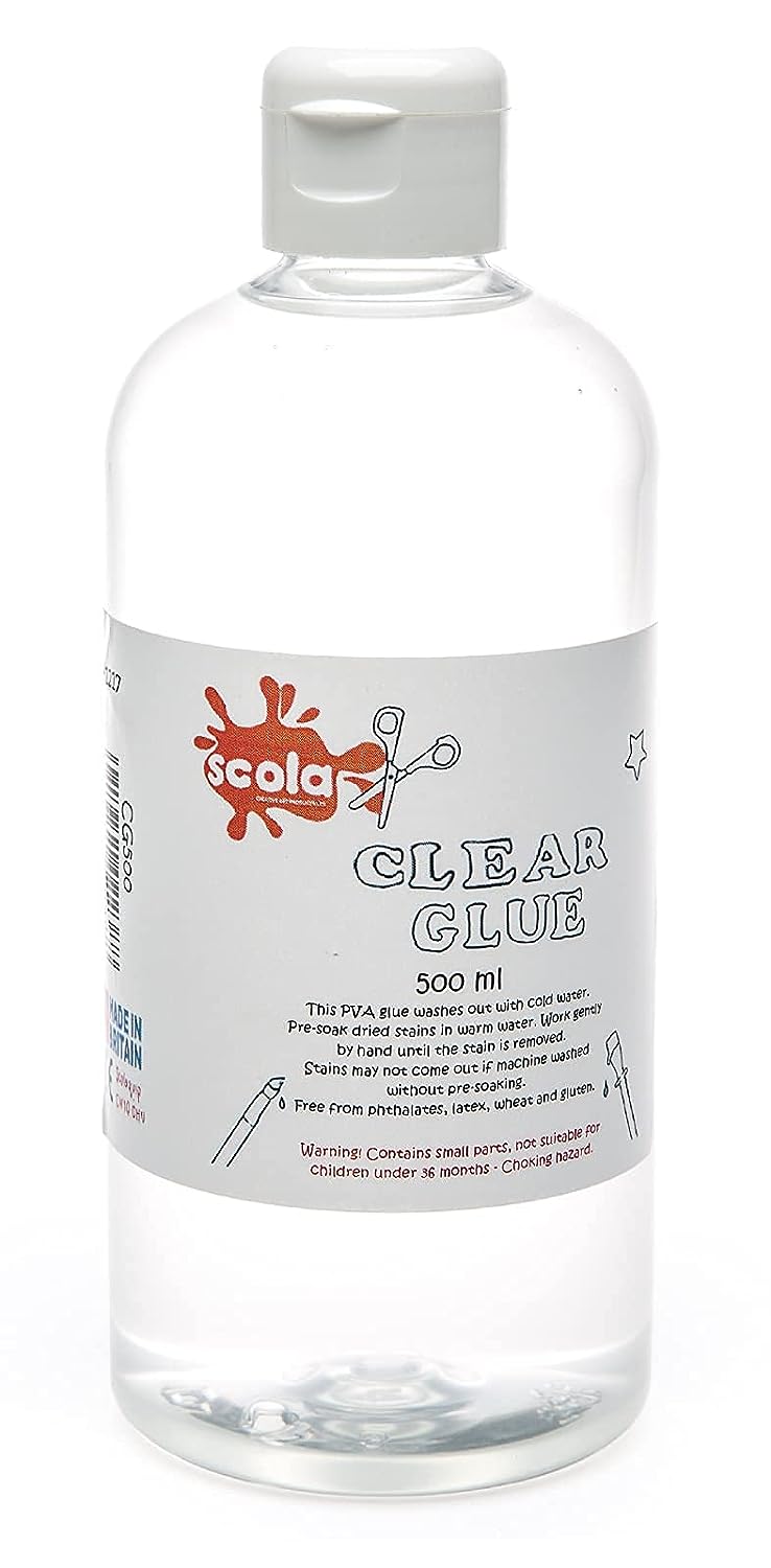 Scola 500ml Clear Washable PVA Glue Adhesive